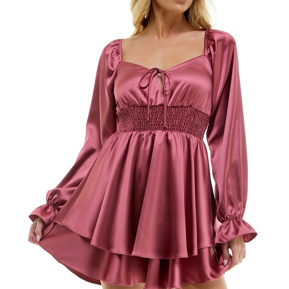 B Darlin Pink Satin Chemise with Sweetheart Neckline